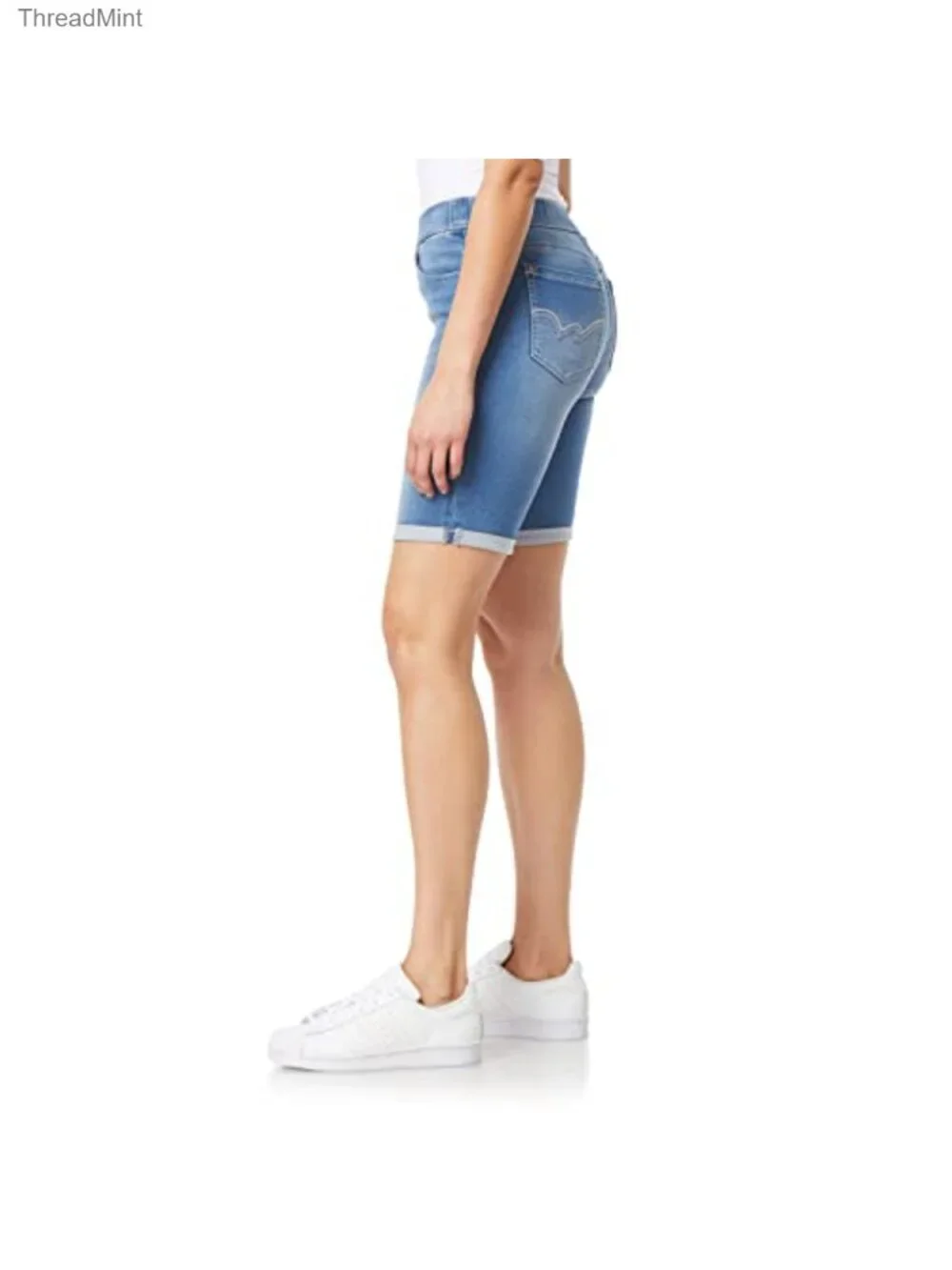 High-Rise Pull-On Bermuda Denim Shorts 9